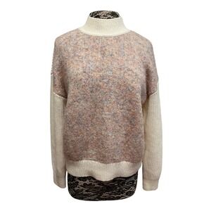 Esprit Mock Neck Sweater S Cream Pink Pastel Winter Icelandic Scandi Fairy Basic